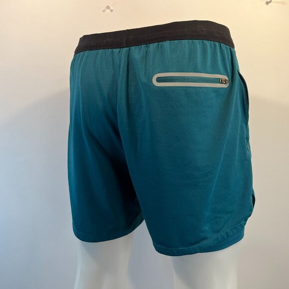 YoungLA Men's Teal Workout Gym Shorts w/ Boxer Brief Lining - Size Large - Picture 4 of 7